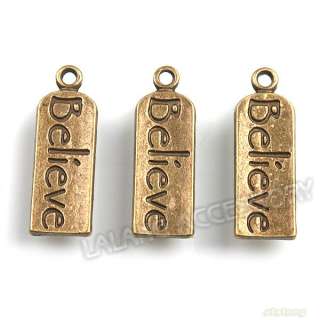 80pcs 141674 Believe Tag Dangle Alloy Charms Bronze Pendants Findings 