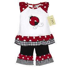 JoJo Designs Girls 2 Piece Polka Dot Ladybug Baby Girl Outfit (18 