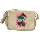   Inc Khaki Messenger Bag Neon Turntable 60s 70s 80s 90s Vinyl DJ Music