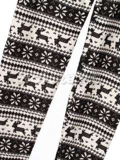   Stripe Winter Pants Leggings Tights w/ Nordic Deer Patterns  