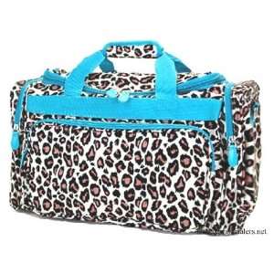  Aqua Trim Leopard Print Duffle Bag 20 