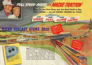 Lionel Trains Railways 1950 Magne Traction Poster Sign  