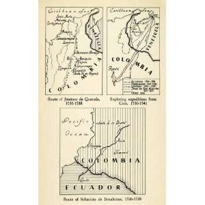  1943 Print Quesada Coro Benalcazar Conquistador Route Map 