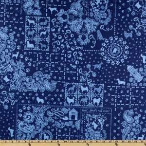   Dogs Life Bandana Blue Fabric By The Yard Arts, Crafts & Sewing