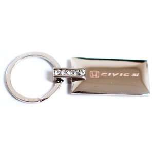 Honda Civic Si Jewels Rectangular Silver Chrome Keychain Key Fob