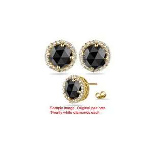  3.34 4.02 Cts Black & White Diamond Stud Earrings in 18K 