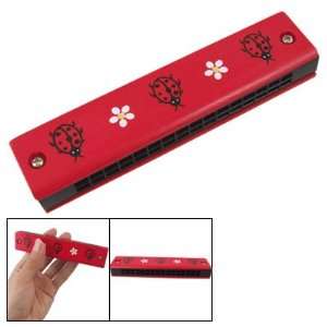   Decor Red Double Holes Wooden Mouth Organ Harmonica Toys & Games
