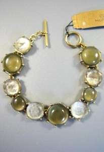 48   Monet Sage Green Circle Gold Tone Toggle Bracelet  
