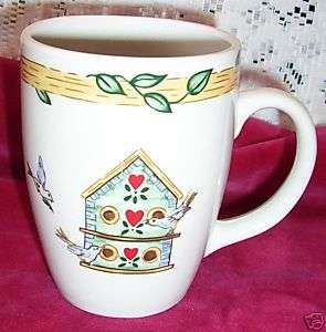THOMSON BIRDHOUSE COFFEE MUGS CUPS 4 HEART VINES  