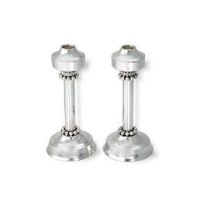  Sterling Silver Shabbat Candlesticks with Marble Design 