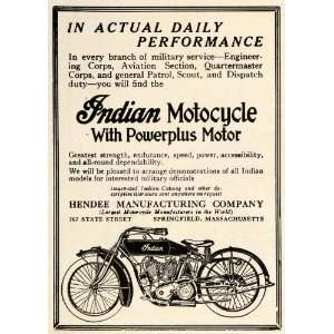  1918 Ad Hendee Manufacturing Indian Motorcycle Vintage 