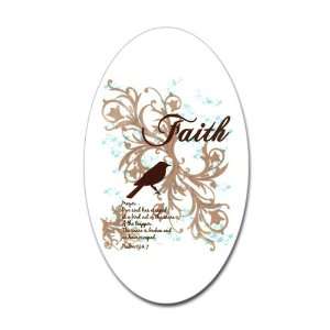  Sticker (Oval) Faith Dove   Christian Cross Dove 