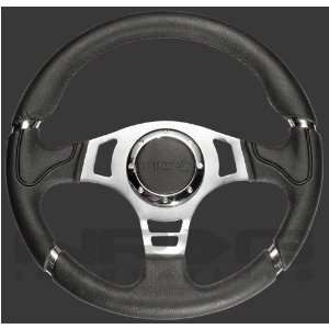  Unviersal 350mm Sport Leather Steering Wheel Red Trim Automotive