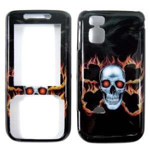  Black with Cyborg Skull Flames Fire Design Snap On Cover 