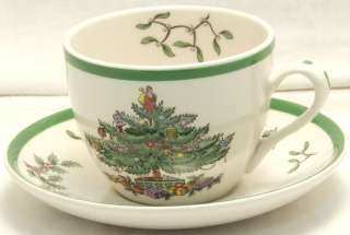 NWT SPODE SET OF FOUR CHRISTMAS TREE TEA CUPS & SAUCERS  