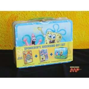  Spongebob Sqarepants Tin Lunch Box Gift set W/ 2 DVDs 