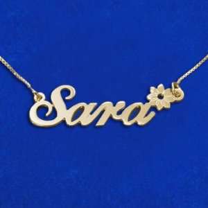    18k Gold Plated Sterling Silver Flower Name Necklace Jewelry
