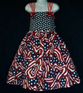 Patriotic July 4th Stars/Stripes Sun Dress Custom Sz  