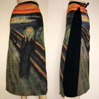 THE SCREAM Edvard Munch Hand Print Art Dress L 12 14  