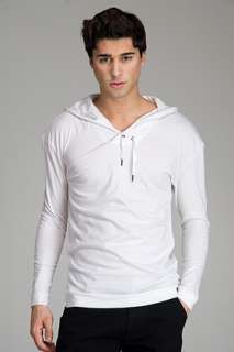 Diesel Black Gold Theodor White Long Sleeve Hooded T shirt for men 