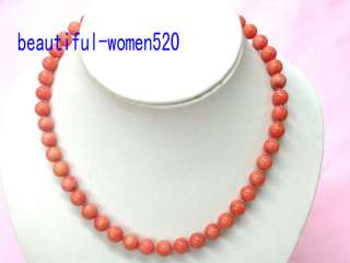 DAZZLING 17 9mm crude pink round coral Necklace 14k gold clasp