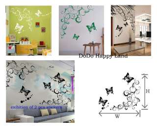 Art Decor Butterfly With Flower Wall Stickers Vinyl  