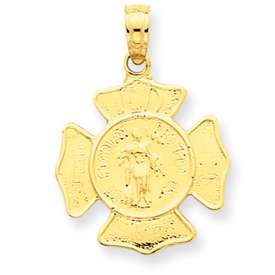 New 14K Yellow Gold Small St. Florian Badge Pendant  