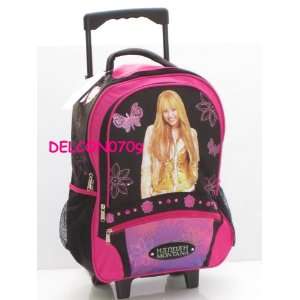  Hannah Montana Rolling Backpack with Wheels (Black & Pink 