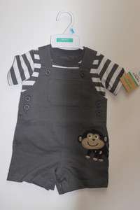 New Carters Monkey Overalls Short Set with Short Sleeve Shirt New 