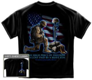 Army memorial T Shirt American soldier grieving US flag military some 