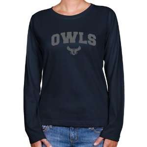Rice Owls Ladies Navy Blue Logo Arch Long Sleeve Classic Fit Tee