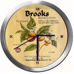 BROOKS 14 Inch Coffee Metal Clock Quartz Movement  Kitchen 