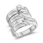   Diamond Engagement Ring Set Bridal Wedding Band 14k White Gold (1/2ct