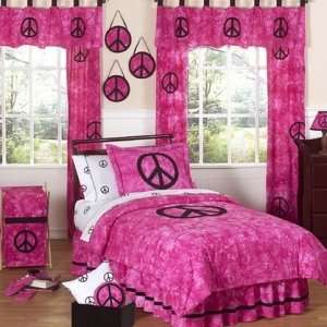  Tie Dye Pink Groovy Peace Sign Bedding for Children   4 pc Twin 