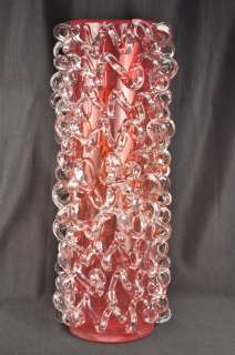 ION TAMAIAN Art Glass Huge Hand Blown Red Vase Romania New  
