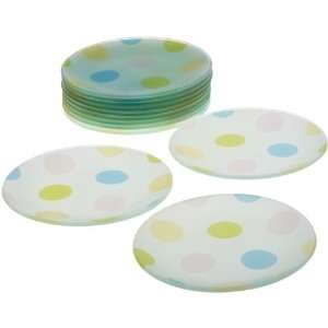  Design Imports DII Pastel Polka Dots Glass Serving Plate 