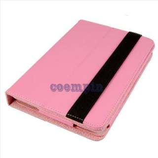 PINK 360° Leather Stand Case+3 Screen Protector+4 Stylus Pen for 7 