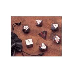  Dwarven Stone Dice 14mm Hematite Polyhedral 7 Die Set 