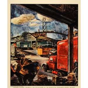 1940 Zoltan Sepeshy Fruehauf Trailer Truck Color Print   Original 