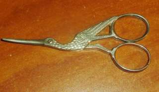   Victorian Ornate Metal Stork Scissors Revlon Made in Italy 3 1/2