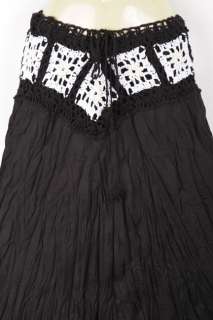 Bohemian Crochet Cotton Skirt Boho Hippy Hippie Gypsy Black sk0272d 