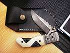 CUSTOM MADE DAMASCUS FOLDING KNIFE BUFFALO HORN (LOCK BACK) TS 307 