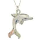 Black Hills Gold Tricolor Sterling Silver Dolphin Pendant