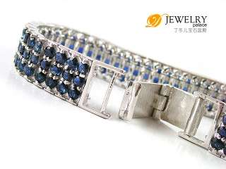 22ct Genuine Blue Sapphire Bracelet 925 Sterling Silver Size 8  
