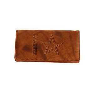 Dallas Cowboys Brown Embossed Leather Checkbook Cover  