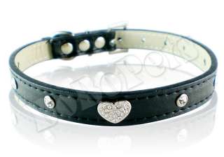 11 14 pink leather crystal heart dog collar small M  