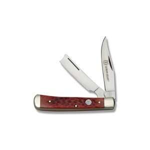 Rough Rider Razor Trapper Knife With Red Jigged Bone Handles