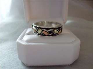 Black Hills Gold Antiqued Sterling Silver Band Ring  