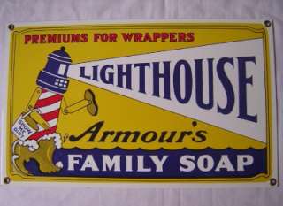 Vintage repro Lighthouse Armours Soap porcelain sign  