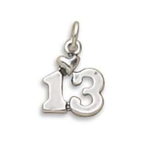  13 Charm,Sterling Silver Jewelry